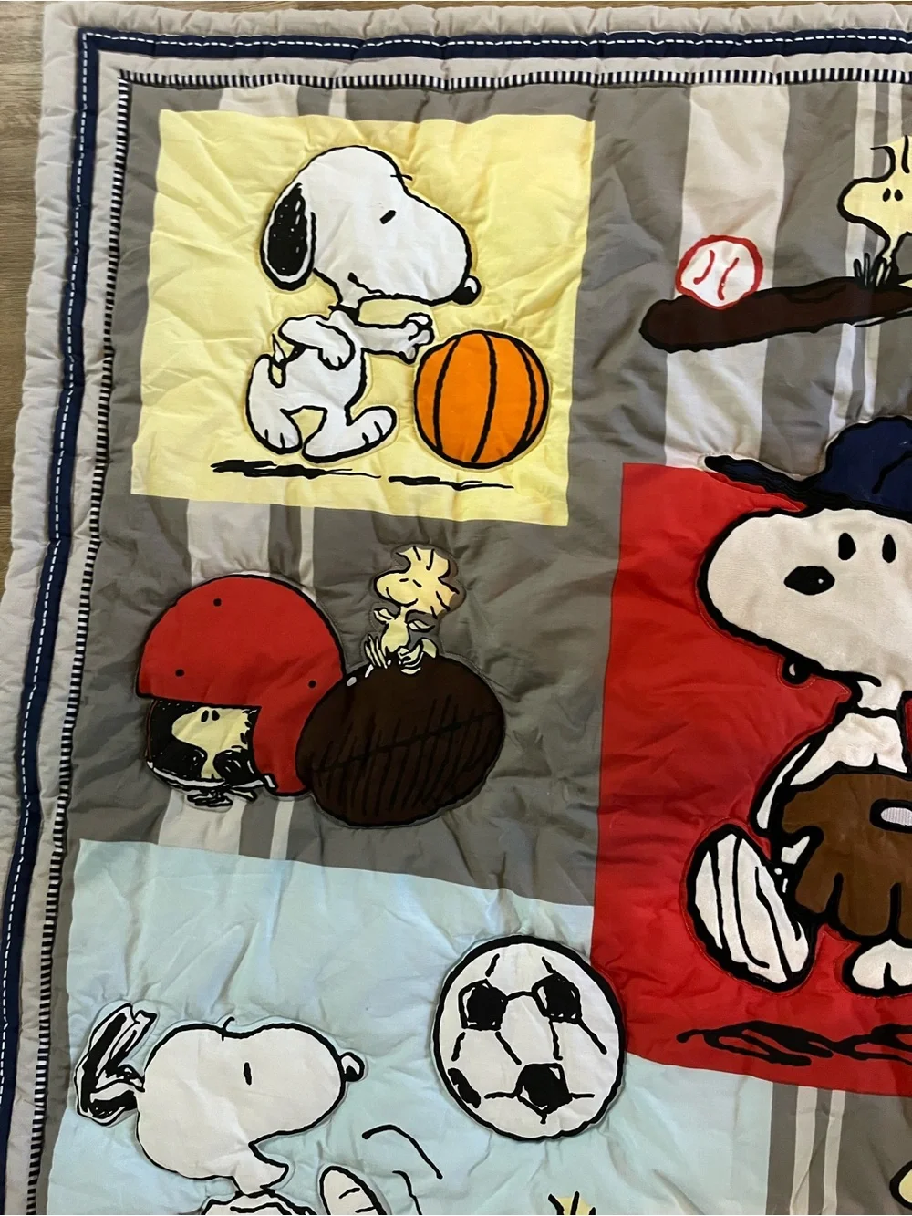 Lambs & Ivy Peanuts Snoopy and Woodstock Sports Baby Crib Blanket Quilt Nursery